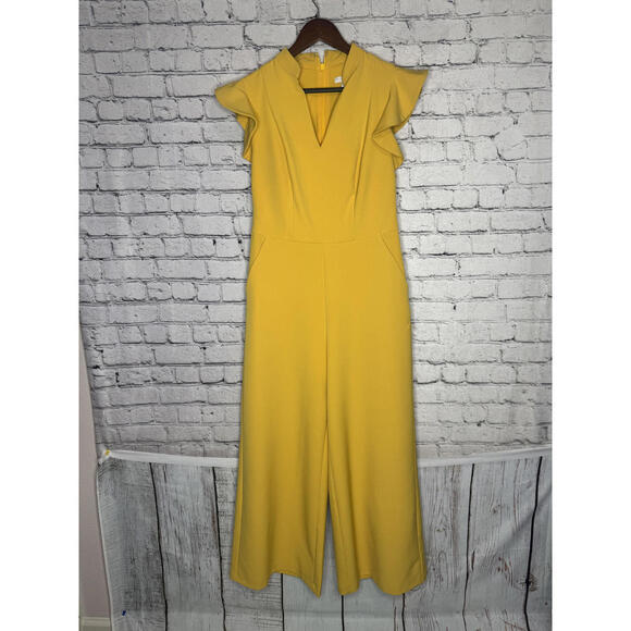 New York & Company Pants - New York & Company Yellow Stretch Jumpsuit S